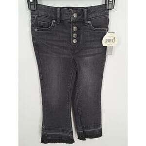 NWT Colorful Planet Girl's Black Flared Crop Button Fly Jeans Size XS (4/5)